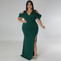 Tessa Plus Size Solid Cutout V Neck Sleeveless Elegant Dress - Vestir en Moda
