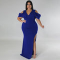 Tessa Plus Size Solid Cutout V Neck Sleeveless Elegant Dress - Vestir en Moda