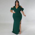 Tessa Plus Size Solid Cutout V Neck Sleeveless Elegant Dress - Vestir en Moda
