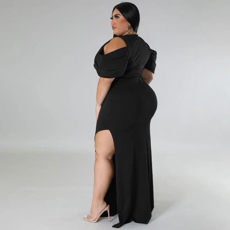 Tessa Plus Size Solid Cutout V Neck Sleeveless Elegant Dress - Vestir en Moda