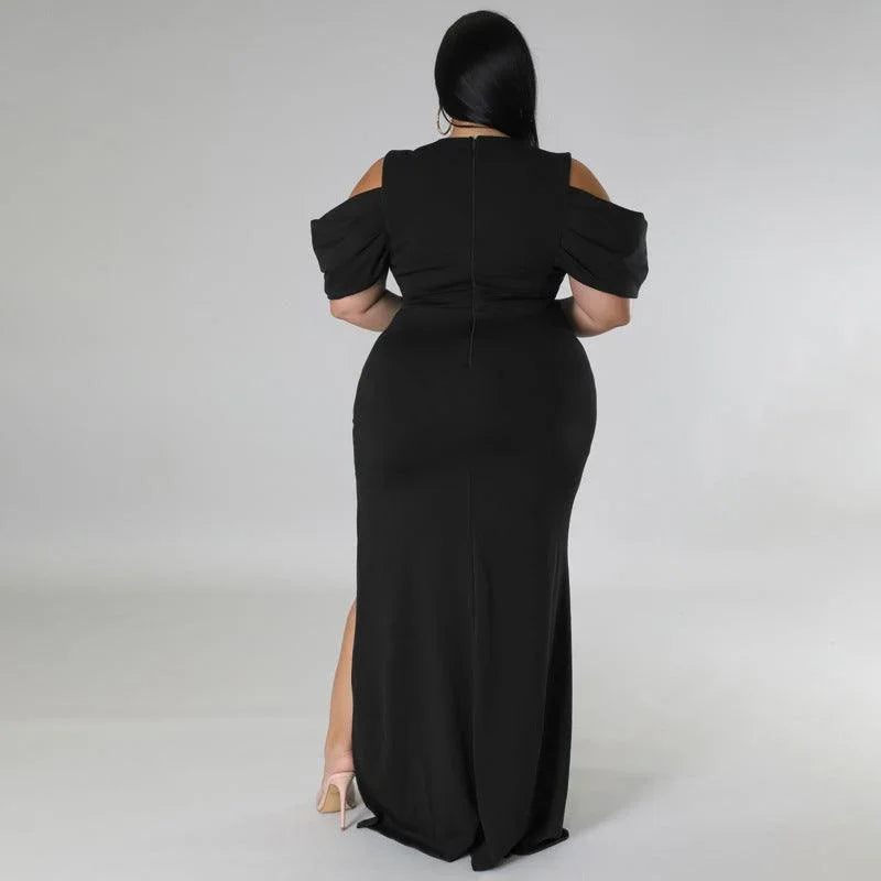 Tessa Plus Size Solid Cutout V Neck Sleeveless Elegant Dress - Vestir en Moda