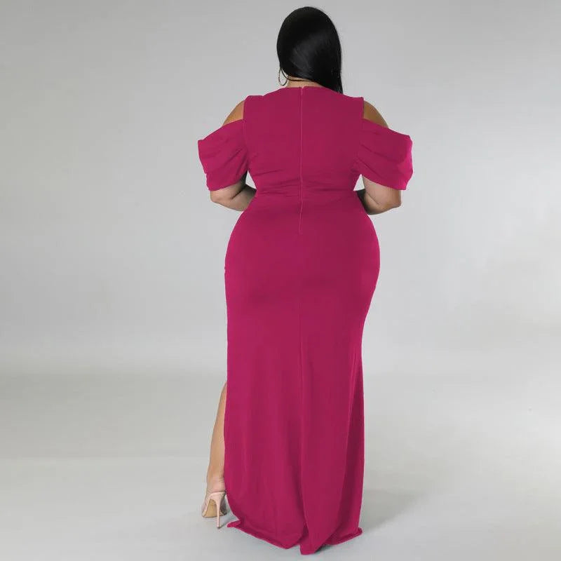 Tessa Plus Size Solid Cutout V Neck Sleeveless Elegant Dress - Vestir en Moda