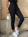 Tina Women Casual Lapel Buttoned Belt Cargo Jumpsuits - Vestir en Moda
