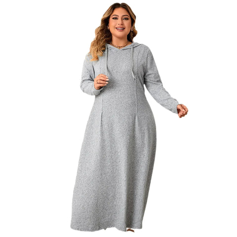 Plus Size Hooded A-Line Casual Dress