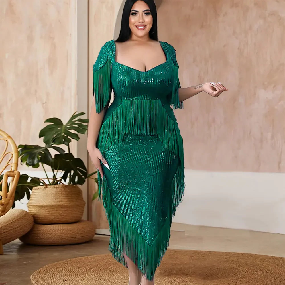 Plus Size Long Dress with Sequins