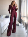 Valentina Modern Solid Long Sleeve Loose Jumpsuit - Vestir en Moda