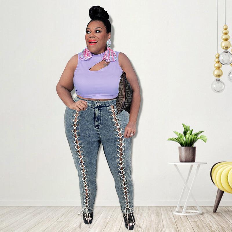 Valentina Plus Size New Double Row Corns Rope Denim - Vestir en Moda