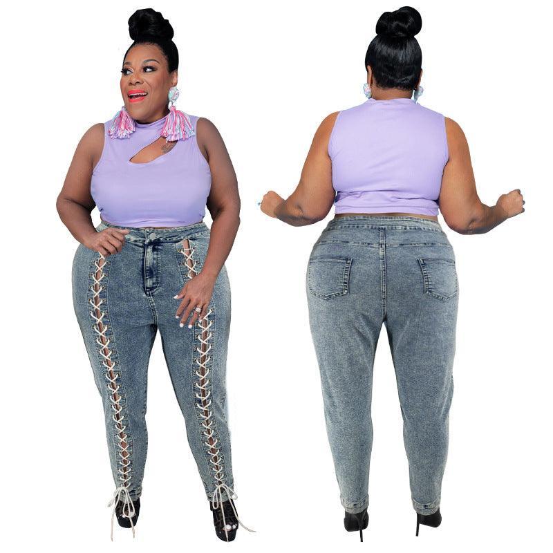 Valentina Plus Size New Double Row Corns Rope Denim - Vestir en Moda