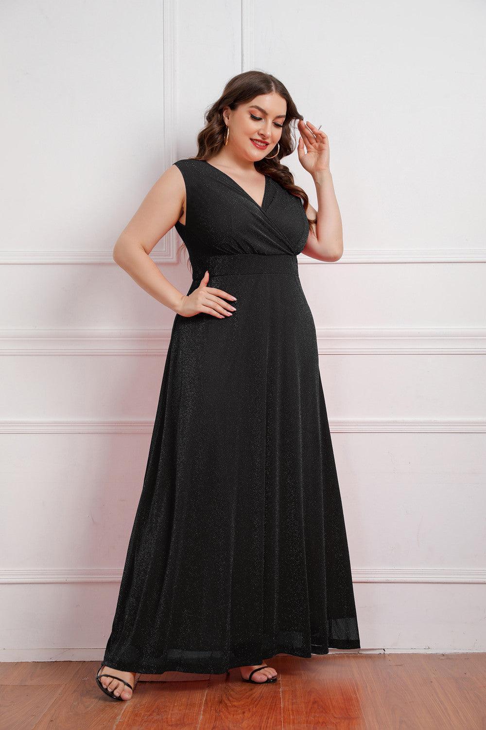 Valeria Plus Size Women Summer Sleeveless V-neck Maxi - Vestir en Moda