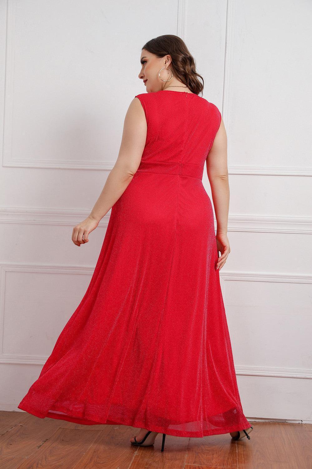 Valeria Plus Size Women Summer Sleeveless V-neck Maxi - Vestir en Moda