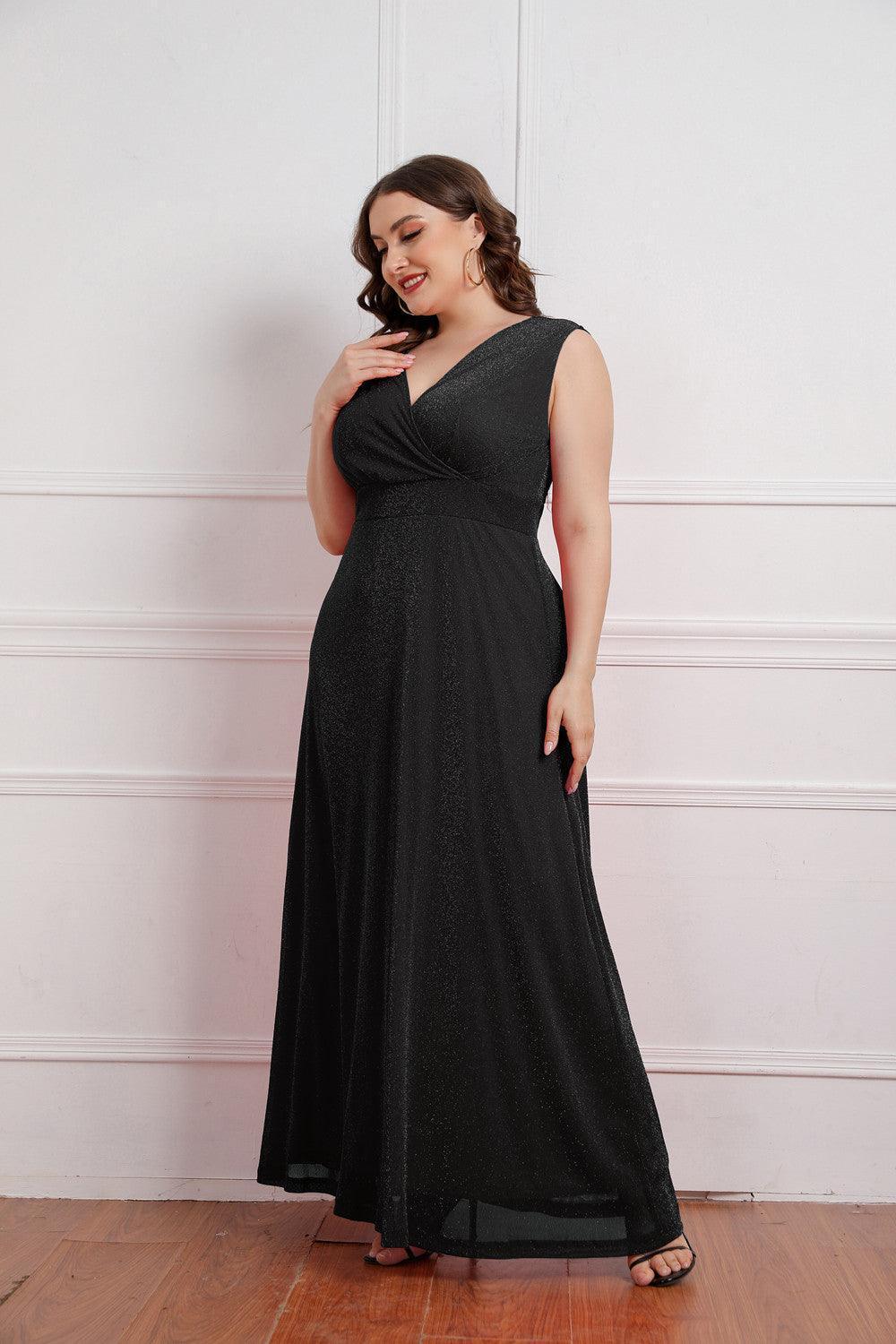 Valeria Plus Size Women Summer Sleeveless V-neck Maxi - Vestir en Moda