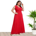 Valeria Plus Size Women Summer Sleeveless V-neck Maxi - Vestir en Moda