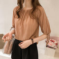 Valeria Slash Neck Stripe Chiffon Blouse - Vestir en Moda
