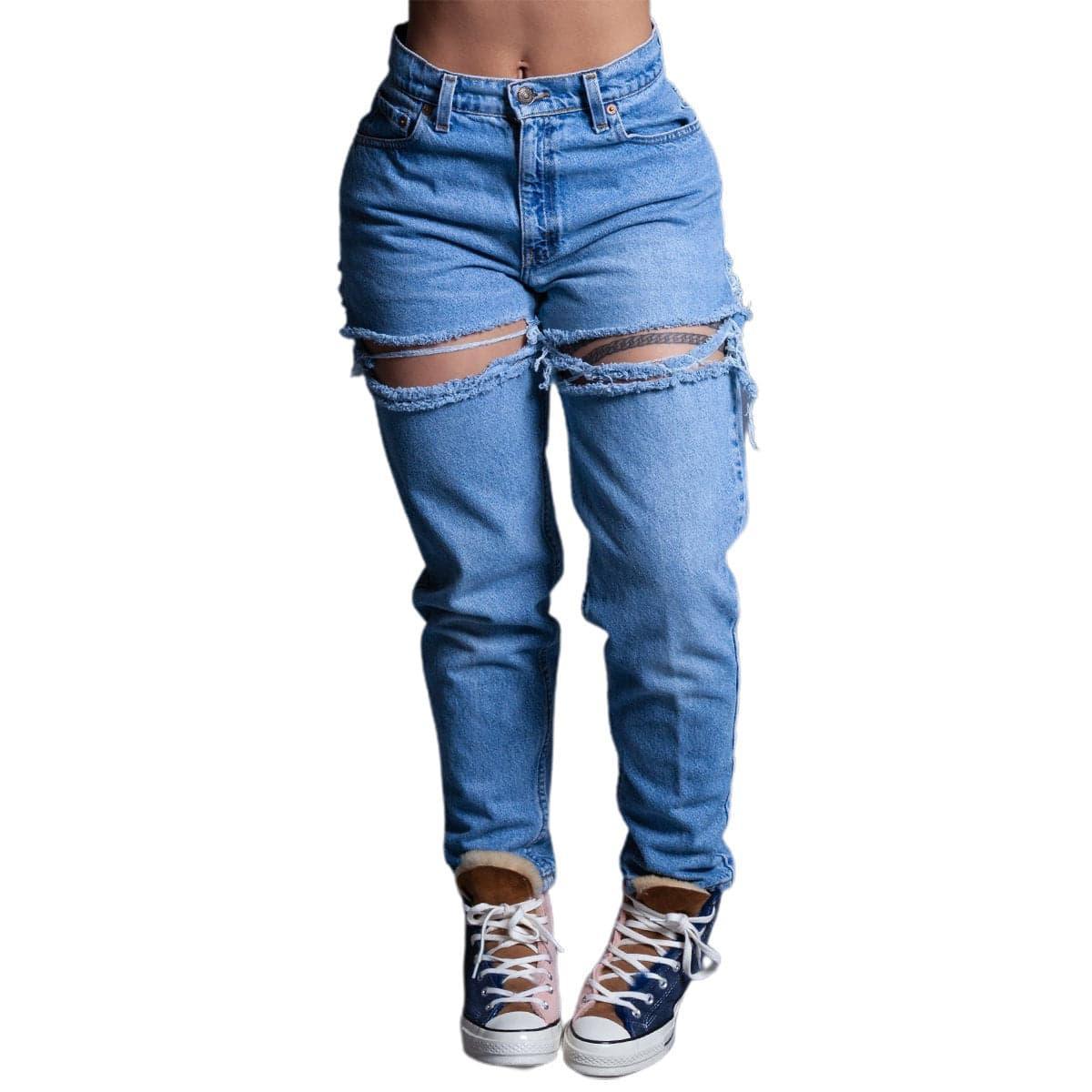 Valerie Arrival Ripped Cotton Straight Washed High Waist Loose Jeans - Vestir en Moda