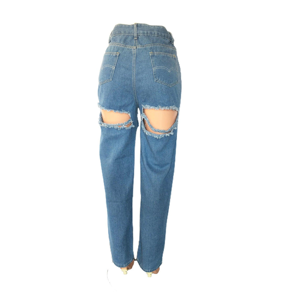 Valerie Arrival Ripped Cotton Straight Washed High Waist Loose Jeans - Vestir en Moda