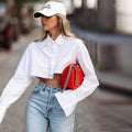 Valerie Long Sleeved Design Crop Shirt Sexy Top - Vestir en Moda