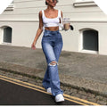 Vanessa High Rise Wide Leg Trousers Ripped Skinny Loose Denim - Vestir en Moda