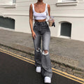 Vanessa High Rise Wide Leg Trousers Ripped Skinny Loose Denim - Vestir en Moda