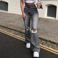 Vanessa High Rise Wide Leg Trousers Ripped Skinny Loose Denim - Vestir en Moda