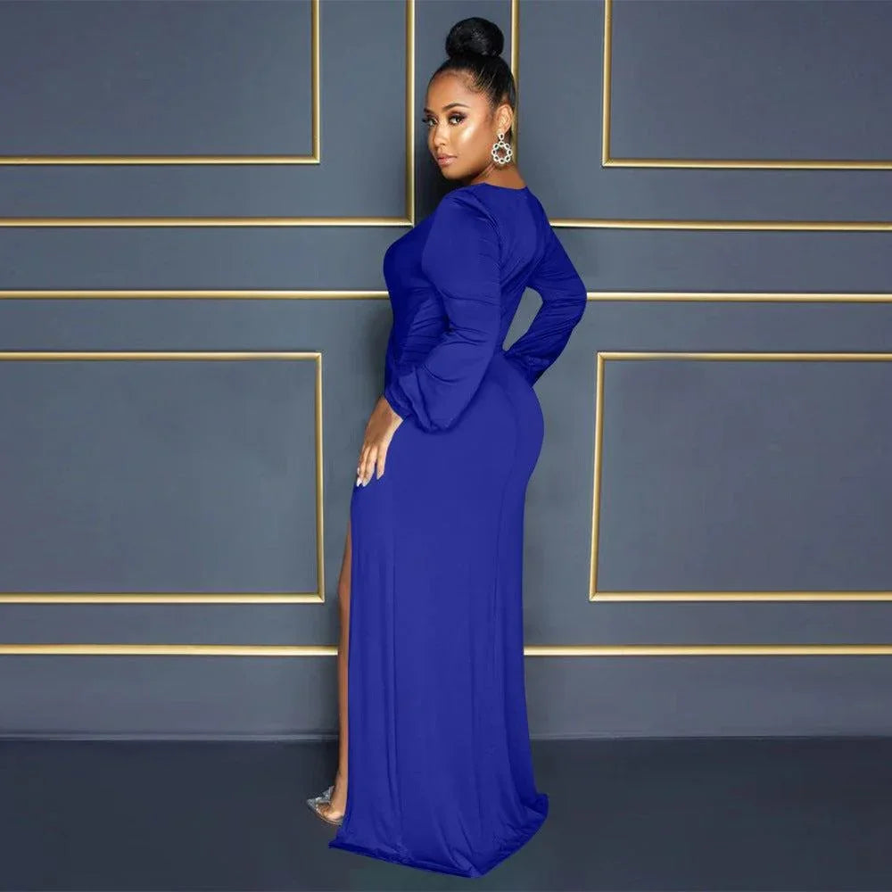 veronica Autumn Lantern Sleeve neck Solid Color Sexy Dresses - Vestir en Moda