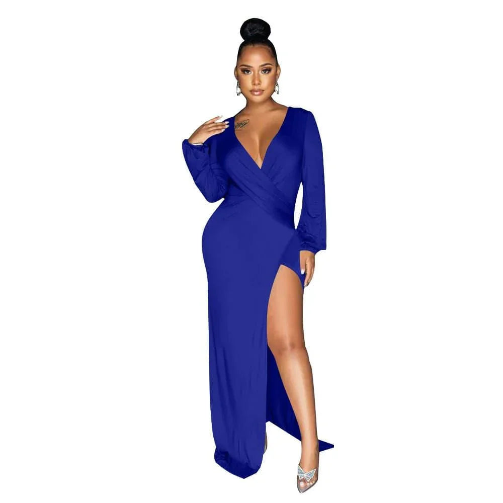veronica Autumn Lantern Sleeve neck Solid Color Sexy Dresses - Vestir en Moda