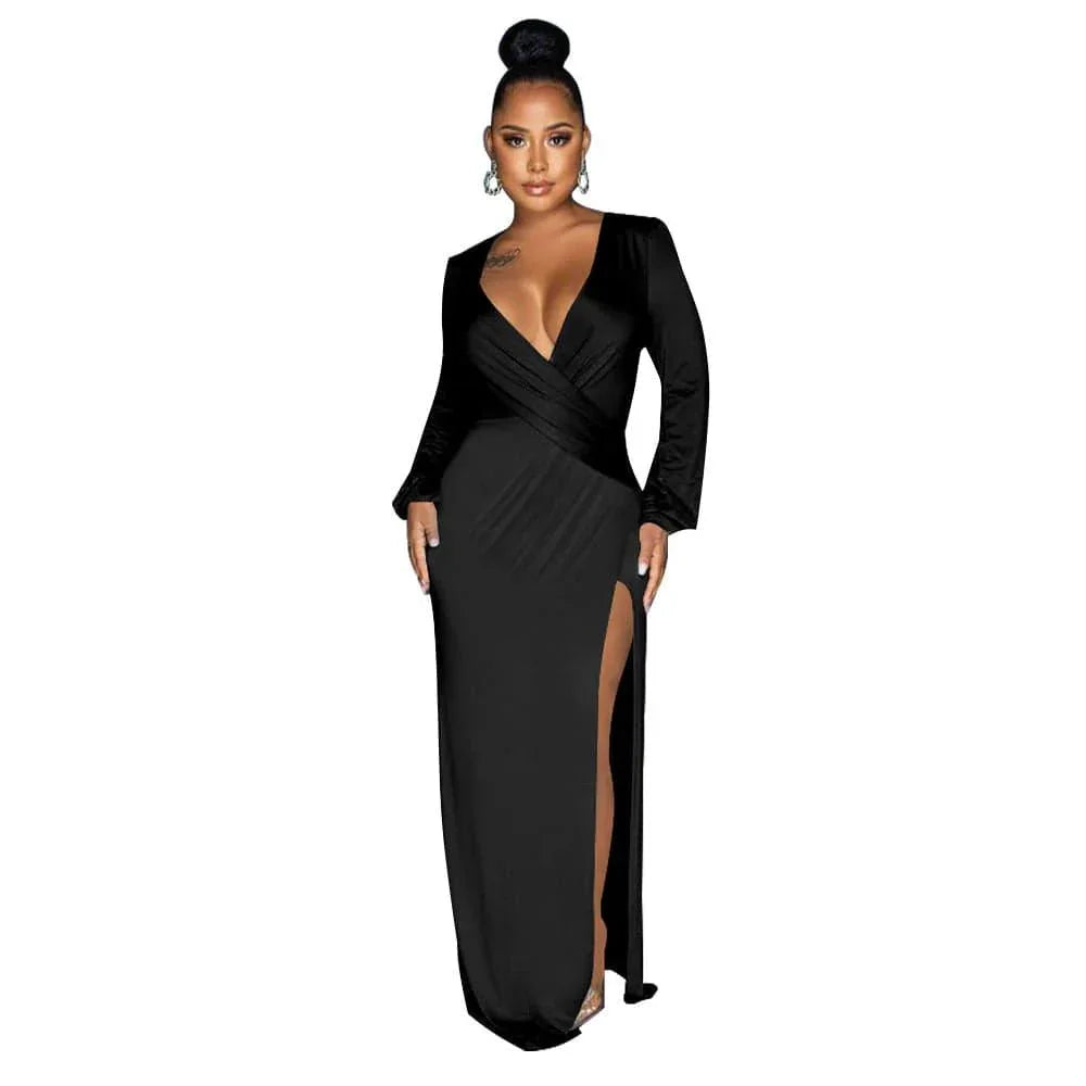 veronica Autumn Lantern Sleeve neck Solid Color Sexy Dresses - Vestir en Moda