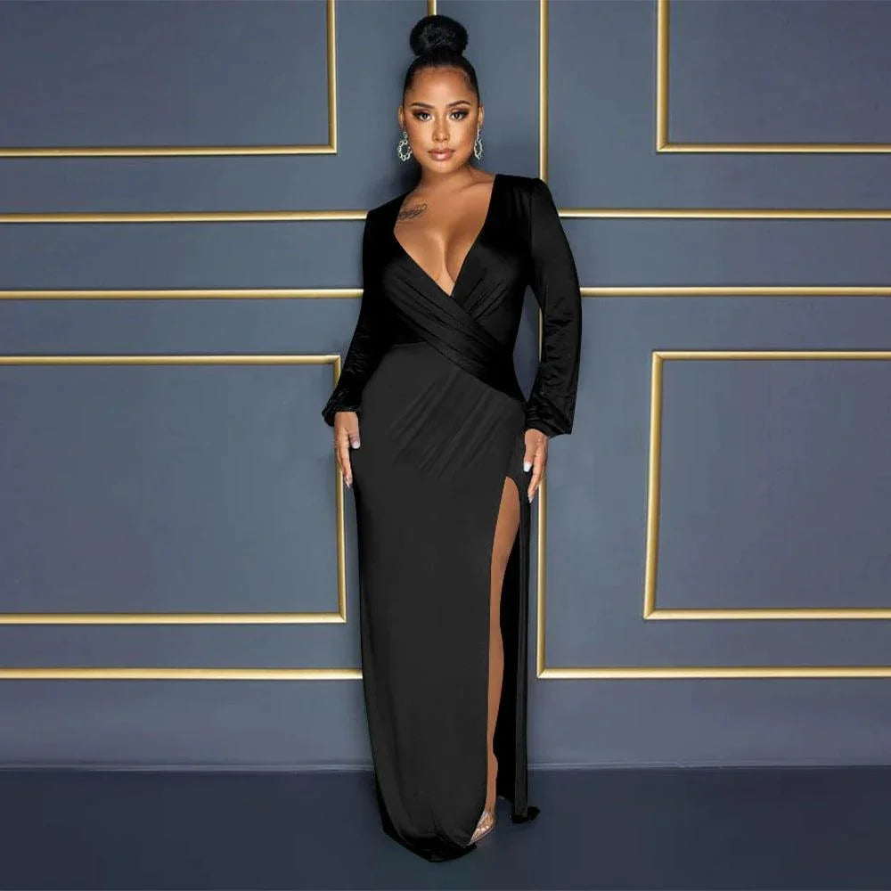 veronica Autumn Lantern Sleeve neck Solid Color Sexy Dresses - Vestir en Moda