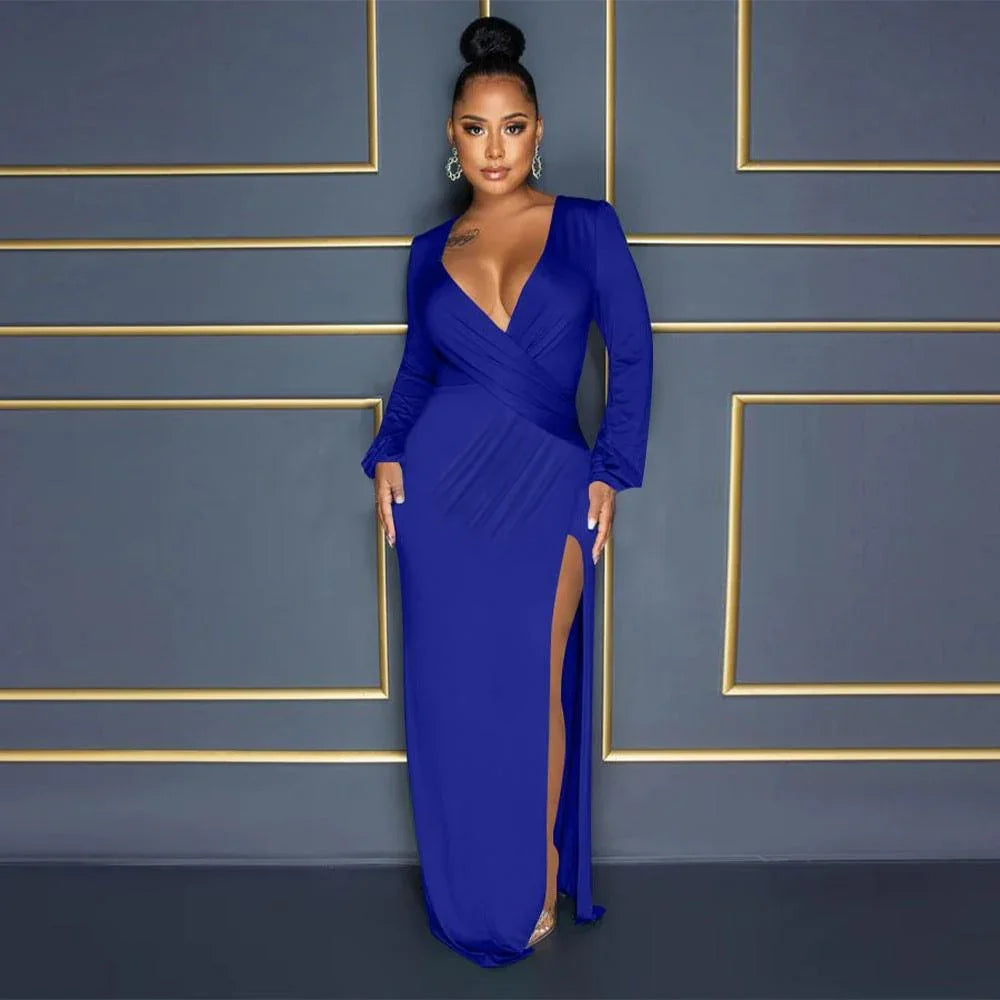 veronica Autumn Lantern Sleeve neck Solid Color Sexy Dresses - Vestir en Moda