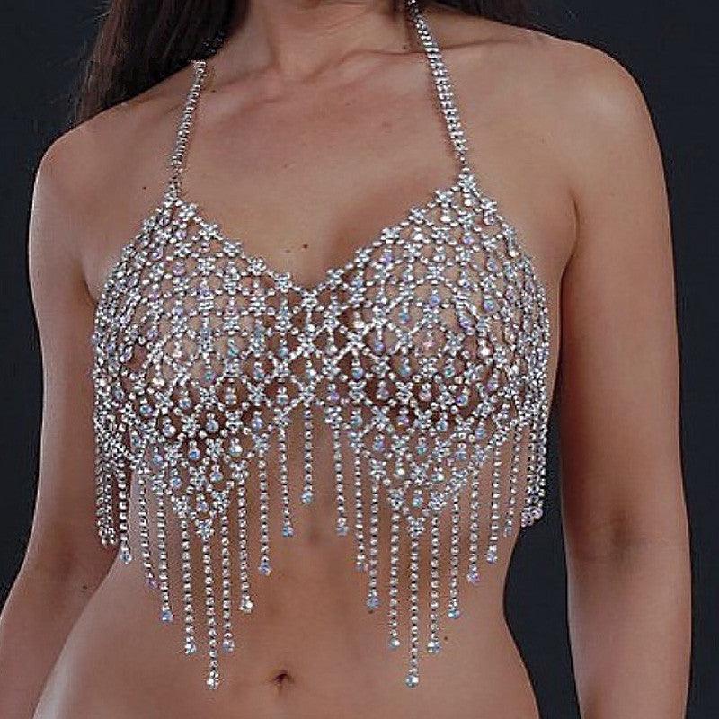 Veronica Sexy Super Flash AB Color Tassel Body Chain Diamond Net - Vestir en Moda