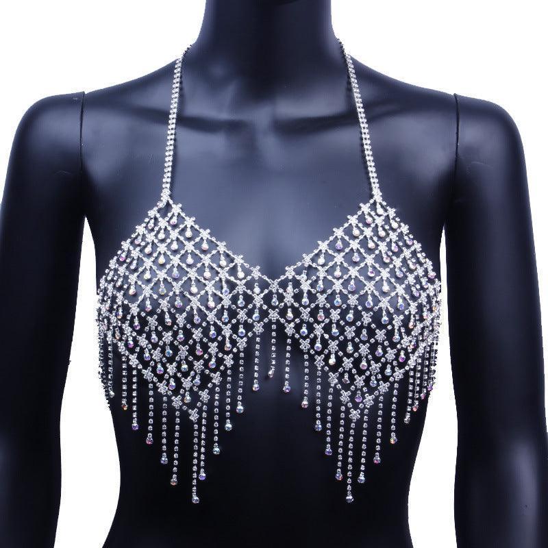 Veronica Sexy Super Flash AB Color Tassel Body Chain Diamond Net - Vestir en Moda