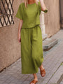 Veronicav Casual Suit Loose Solid Color Trousers Two Piece Set - Vestir en Moda