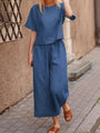 Veronicav Casual Suit Loose Solid Color Trousers Two Piece Set - Vestir en Moda