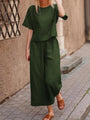 Veronicav Casual Suit Loose Solid Color Trousers Two Piece Set - Vestir en Moda