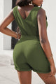 Vianca Tie-Waist Buttoned Plunge Sleeveless Rompers - Vestir en Moda