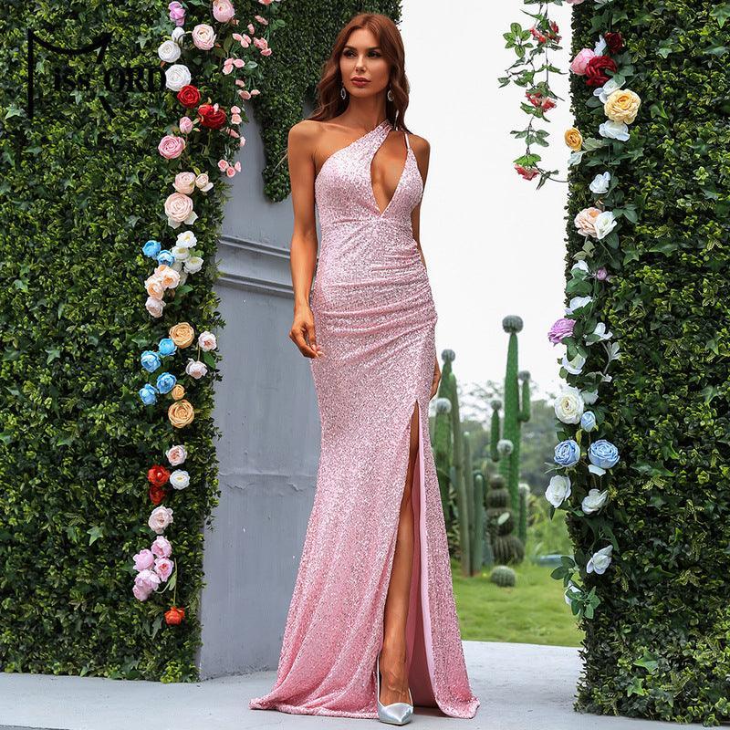 victani Color Sleeveless Long Shoulder Party Evening Dresses - Vestir en Moda