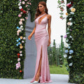 victani Color Sleeveless Long Shoulder Party Evening Dresses - Vestir en Moda