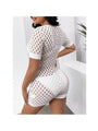 Vilma Sexy White Zipper Up Hollow Out Short Rompers - Vestir en Moda