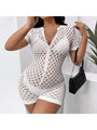 Vilma Sexy White Zipper Up Hollow Out Short Rompers - Vestir en Moda