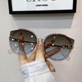 Vintage Cat Eye Round Metal Rimless Gradient Luxury Shades Sunglasses - Vestir en Moda