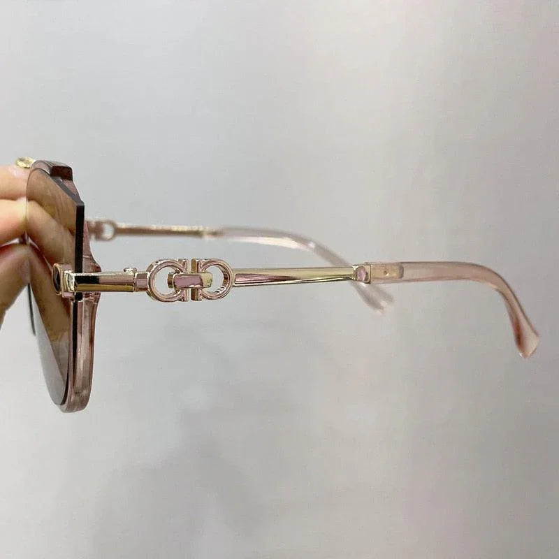 Vintage Cat Eye Round Metal Rimless Gradient Luxury Shades Sunglasses - Vestir en Moda