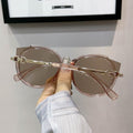 Vintage Cat Eye Round Metal Rimless Gradient Luxury Shades Sunglasses - Vestir en Moda