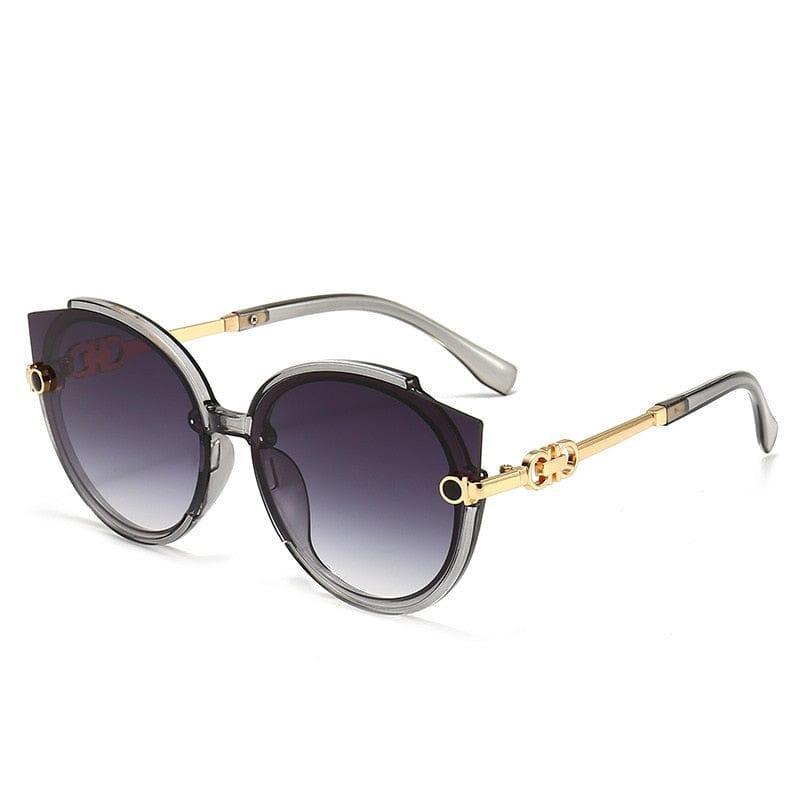 Vintage Cat Eye Round Metal Rimless Gradient Luxury Shades Sunglasses - Vestir en Moda