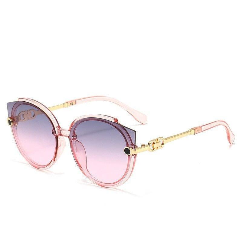 Vintage Cat Eye Round Metal Rimless Gradient Luxury Shades Sunglasses - Vestir en Moda