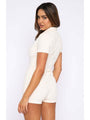 Viola Latest Solid White Button Up Short Fitted Rompers - Vestir en Moda