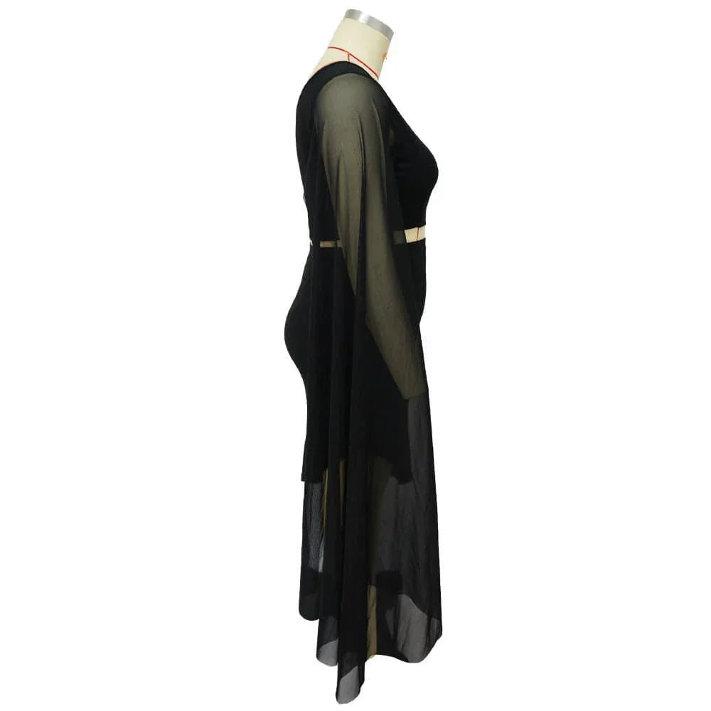 Violet Plus Size Wear High Elastic Diagonal Long Train Sleeve Outfit - Vestir en Moda