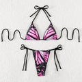 Virginia Bandage Butterfly Print Low Waist Thong Triangle Bikinis - Vestir en Moda