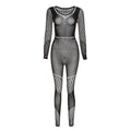 Vitanni Women Clothing Sexy Mesh See through Hollow Out Jumpsuits - Vestir en Moda