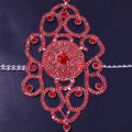 Vivian Red Rhinestone Cha Exaggerated Flower-Shaped Sexy Body Chain - Vestir en Moda