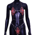 Vivian Red Rhinestone Cha Exaggerated Flower-Shaped Sexy Body Chain - Vestir en Moda