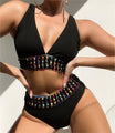 Viviana Split Two Piece Set Wide Shoulder Strap Woven Bikini Swimsuit - Vestir en Moda